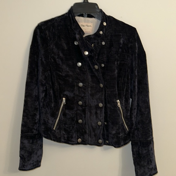 FREE PEOPLE from Dusk til Dawn Black Velvet Moto Jacket. Size Small NEW - Picture 4 of 16